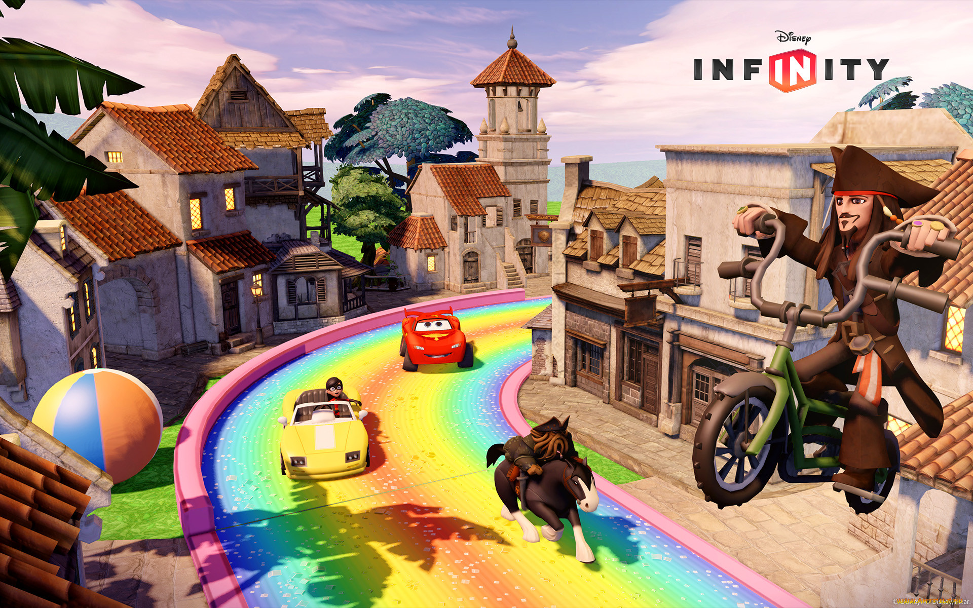 Обои Infinity Видео Игры Disney Infinity, обои для рабочего стола,  фотографии infinity, видео, игры, disney, улица, машины, лошадь Обои для  рабочего стола, скачать обои картинки заставки на рабочий стол.